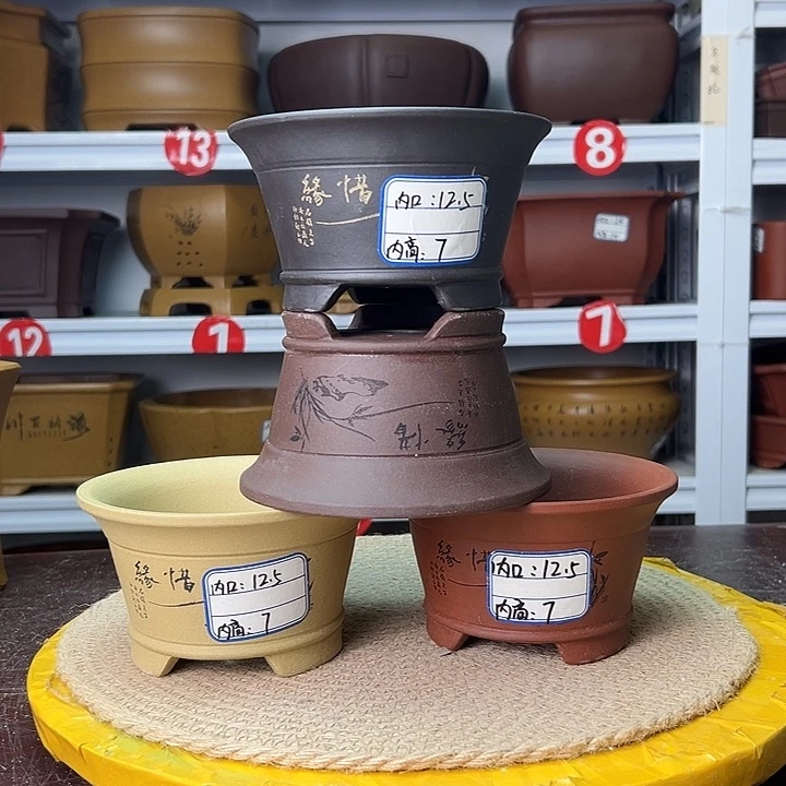 紫砂花盆蛇年大吉