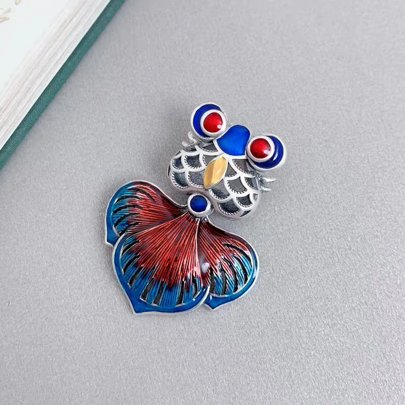 吊坠足银珐琅 足银珐琅彩大金鱼吊坠