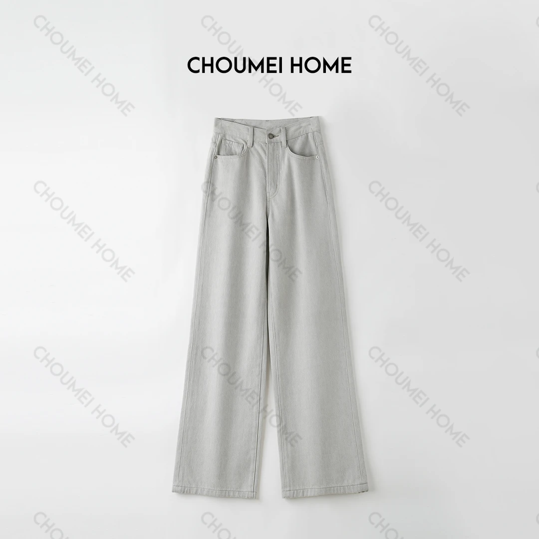 ChoumeiHome春夏款裤子高级哑光灰时尚百搭直筒垂感阔腿裤女