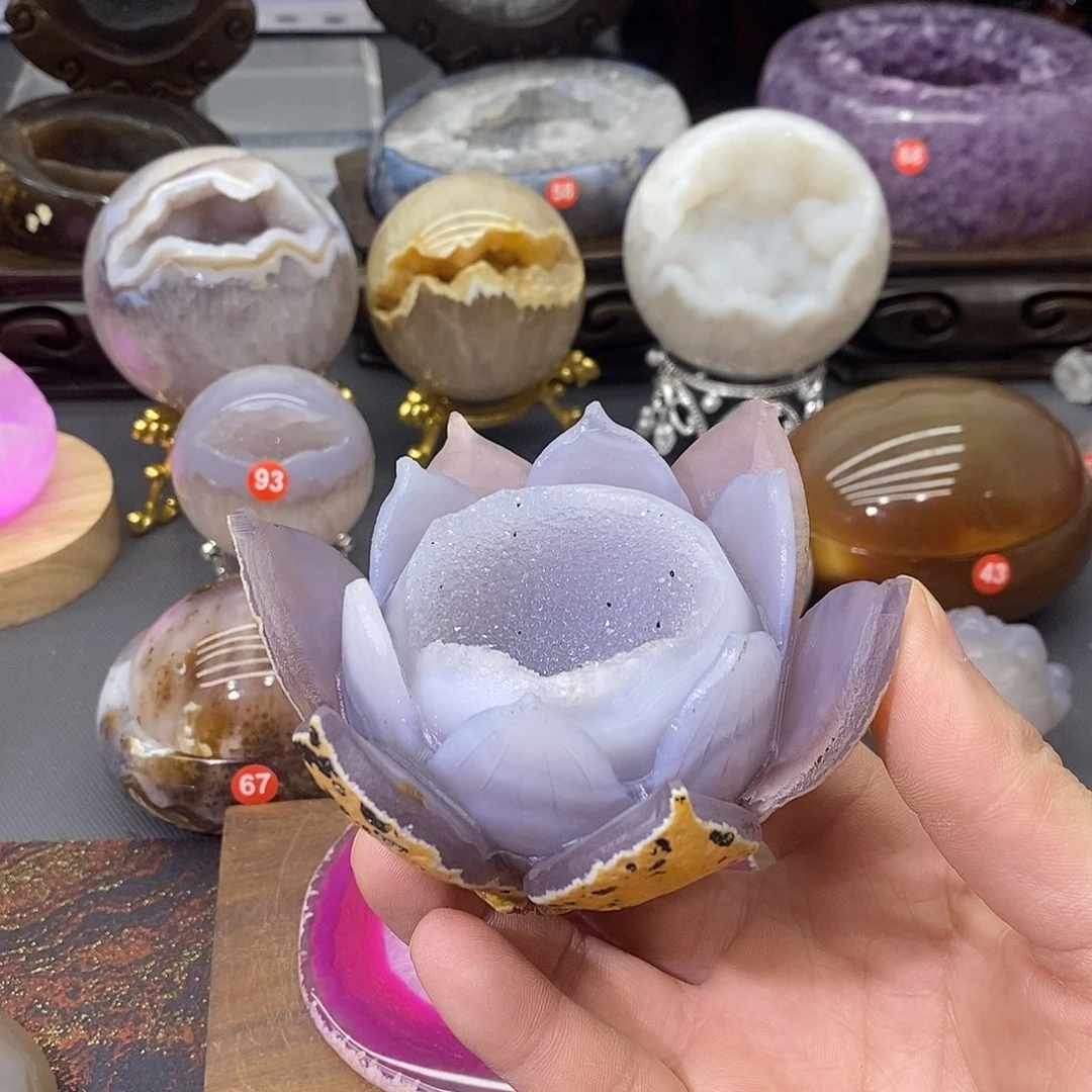 未镶嵌紫晶摆件莲花