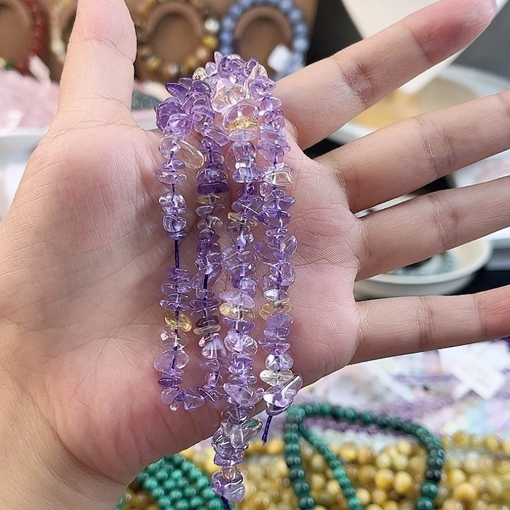 花***朵玛瑙/玉髓手链合金紫黄晶碎石