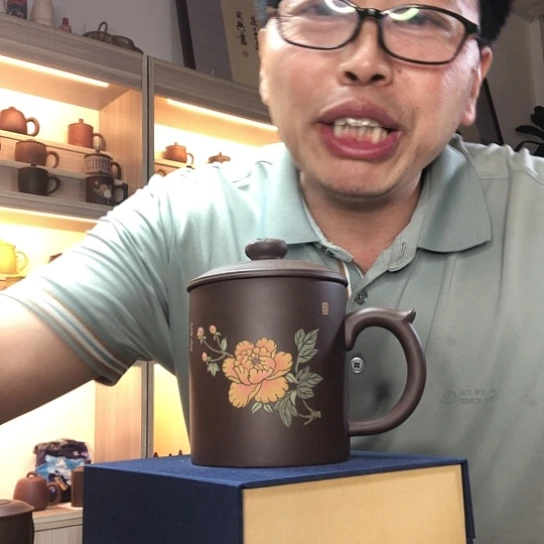 茶杯紫泥花开富贵容量500