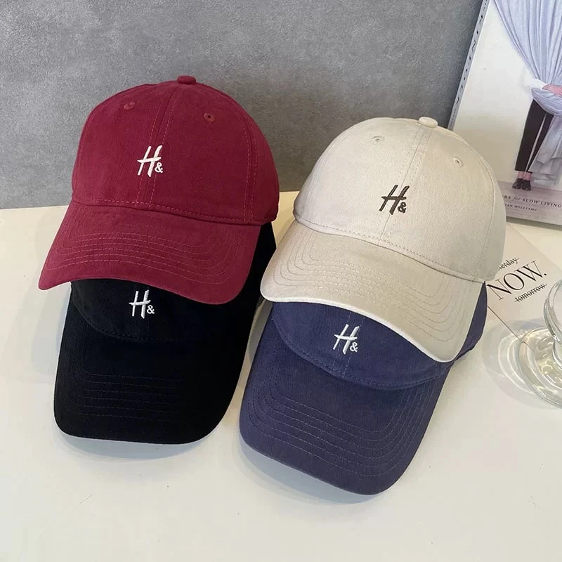 【H&】高品质简约字母刺绣棒球帽百搭时尚鸭舌帽显脸小软顶帽子