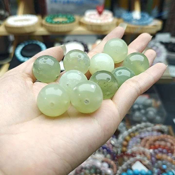 散珠玛瑙/玉髓四个20mm岫玉圆珠天然花球