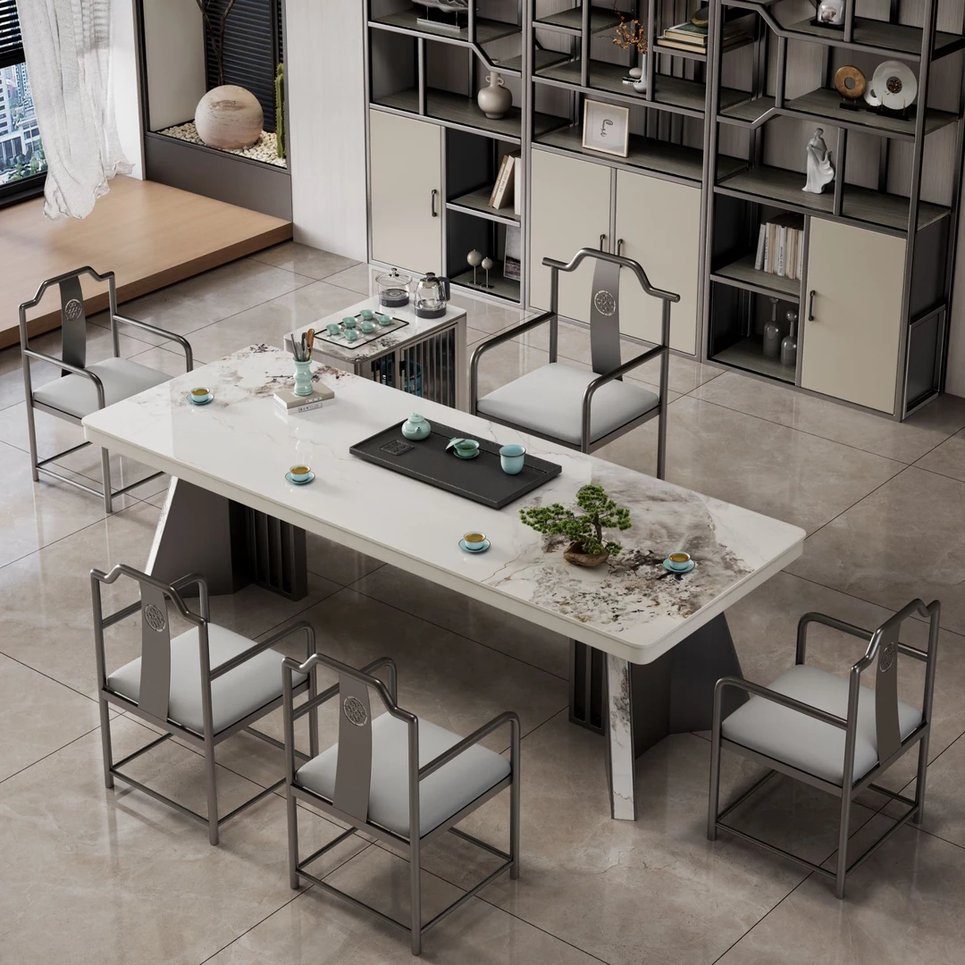 【协商专属链接】轻奢岩板茶桌办公茶台