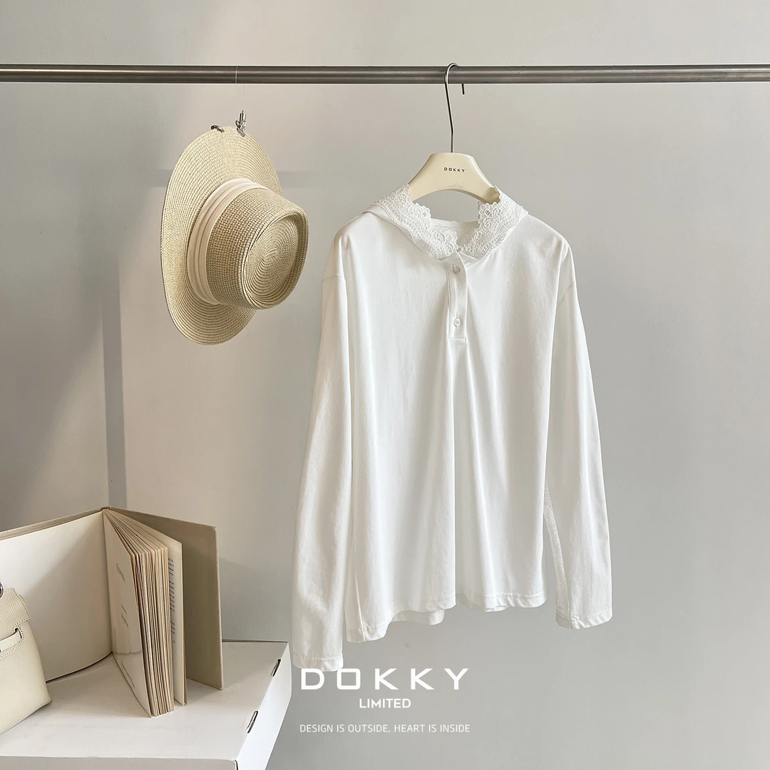 【阿芙洛狄忒】DOKKY奢美蕾丝钩花.慵懒氛围感.韩系仙气|亨利帽衫