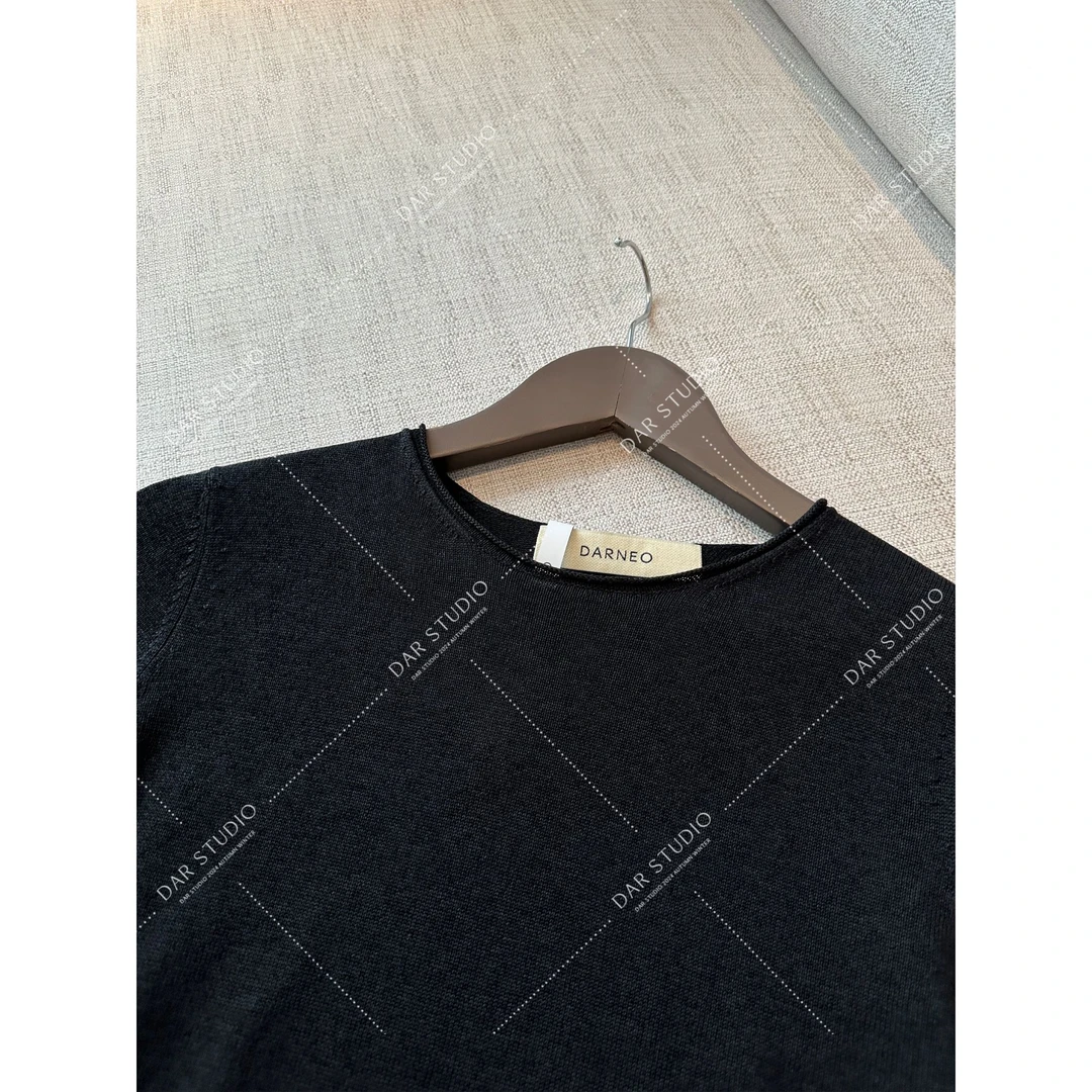 DAR STUDIO 高线系列【高级黑】 樱花国进口早春套头圆领极简T恤