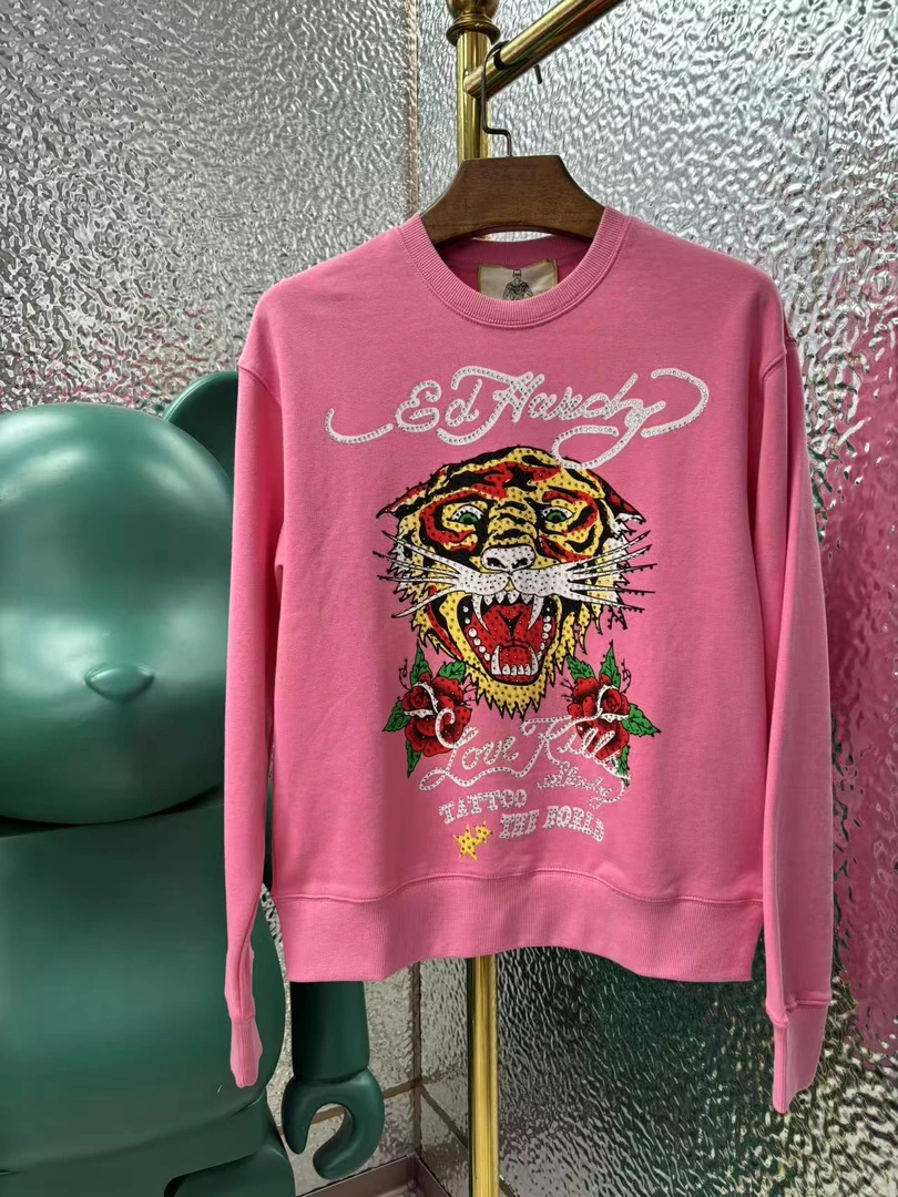 玫瑰花虎头重磅纯棉多色圆领长袖休闲卫衣