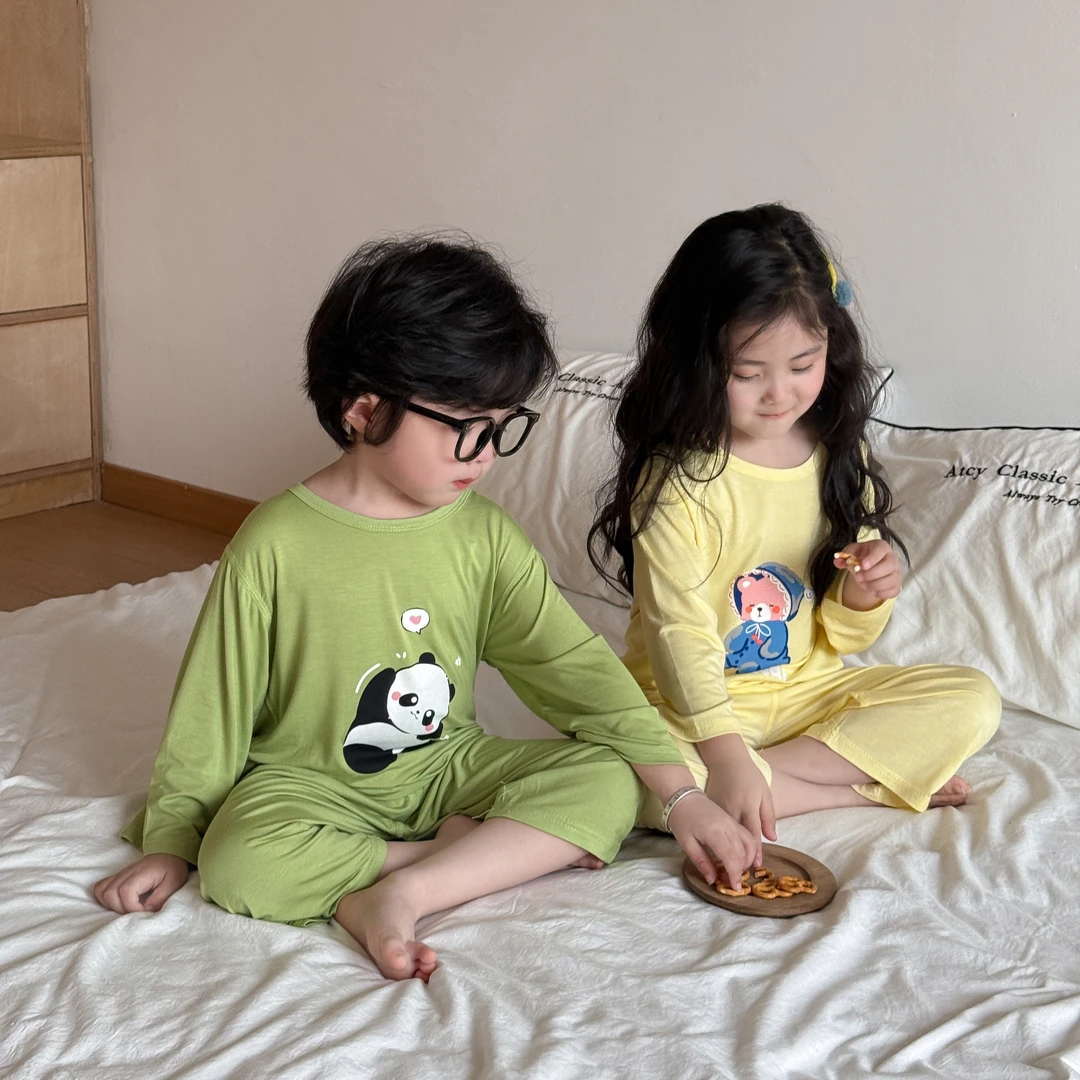 优可丝儿童莫代尔睡衣新款儿童家居服套装夏季宝宝女孩空调服套装