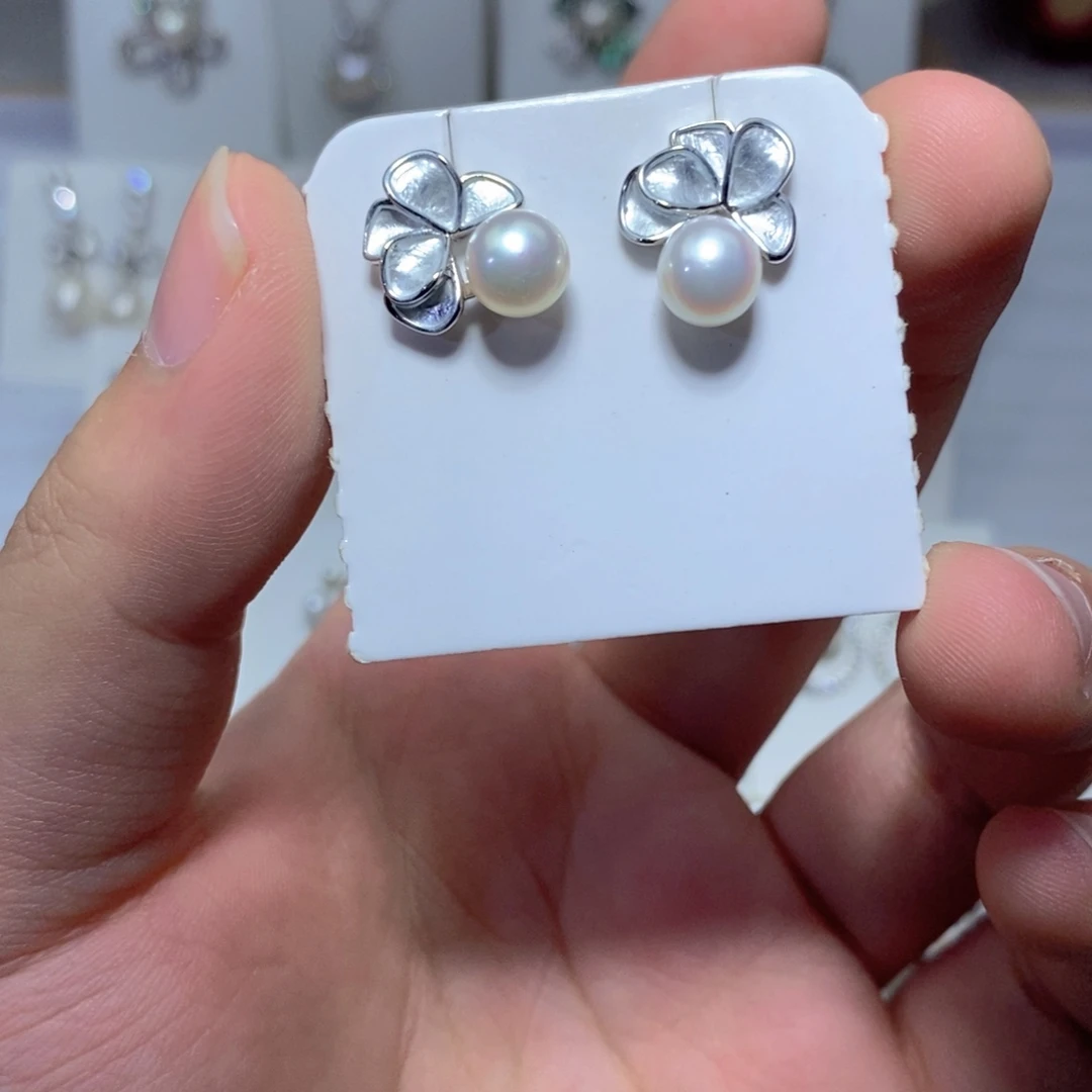 耳饰淡水珍珠银S925镶嵌