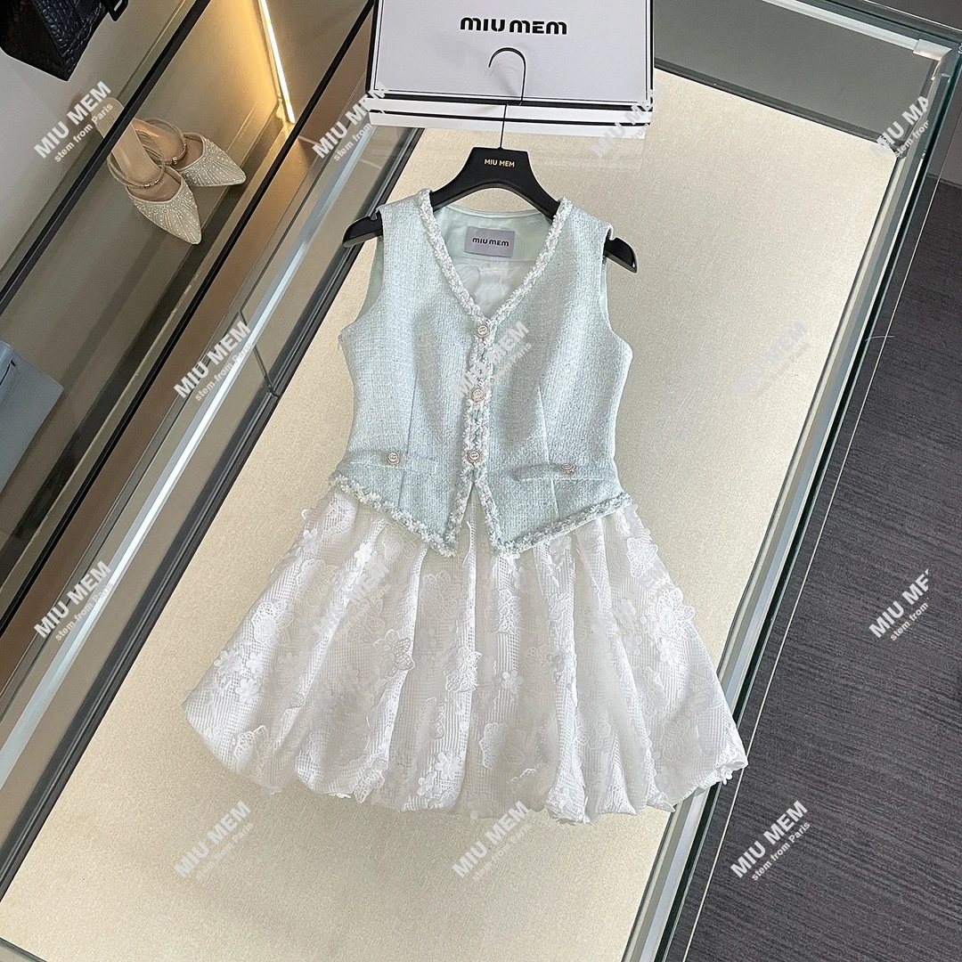 MIUMEM法式优雅甜妹设计师下摆花苞设计连体连衣裙女DY6845