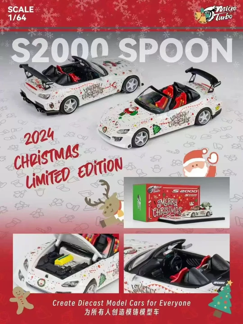 Micro Turbo MT 1:64 本田 S2000 Spoon 2024圣诞版 合金汽车模型