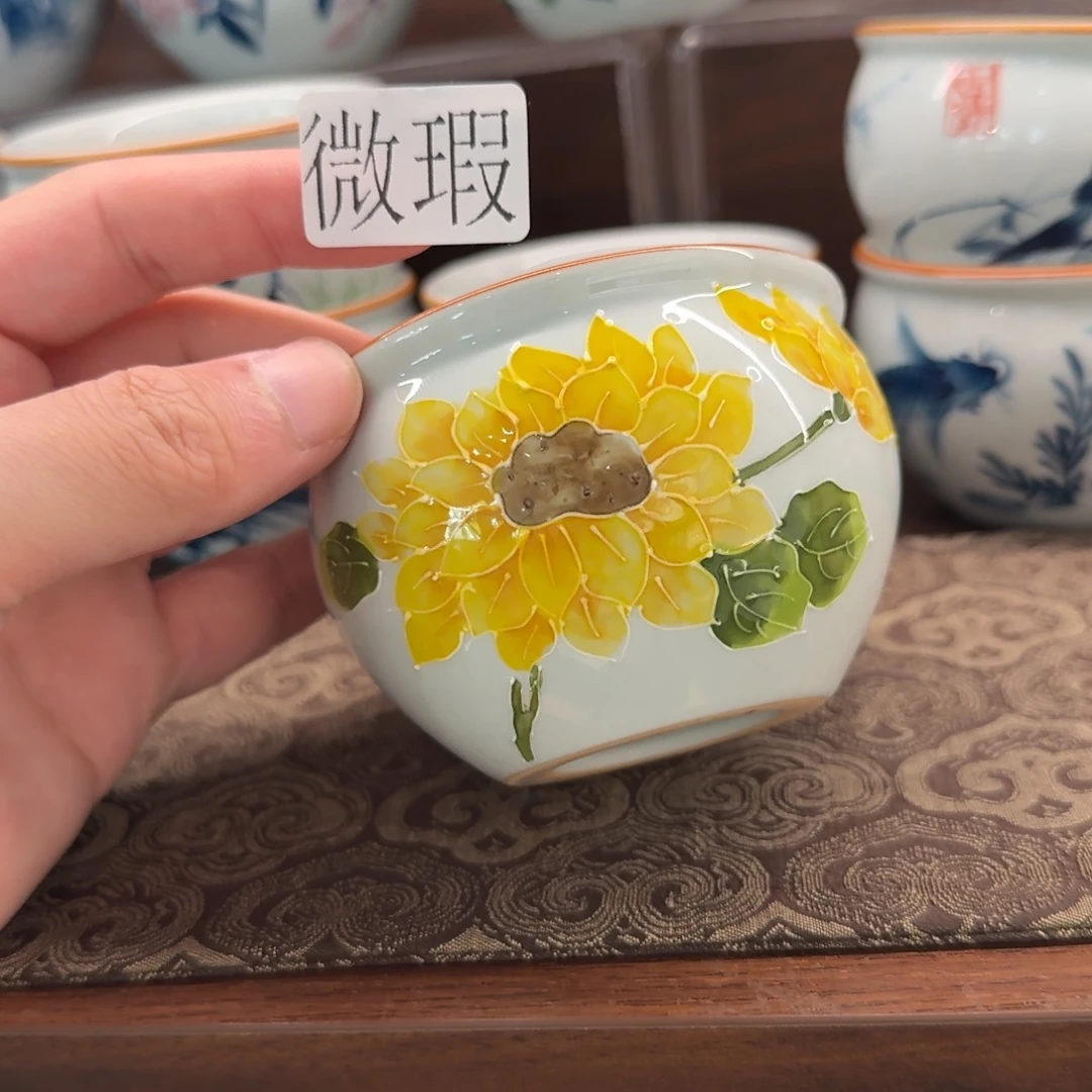 釉下手绘茶具微瑕