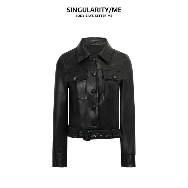Singularity Me 8A 82531 全植鞣绵羊皮修身显瘦短款时尚皮衣外套