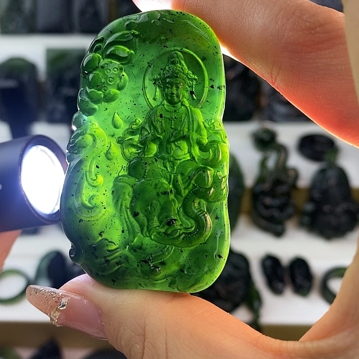 蛇纹石玉未镶嵌普贤菩萨