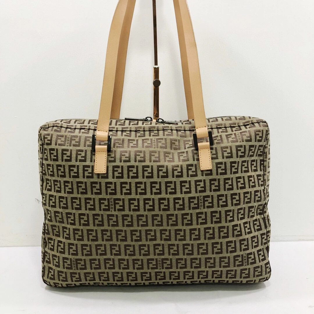 95新 FENDI/芬迪 帆布双F老花单肩腋下包