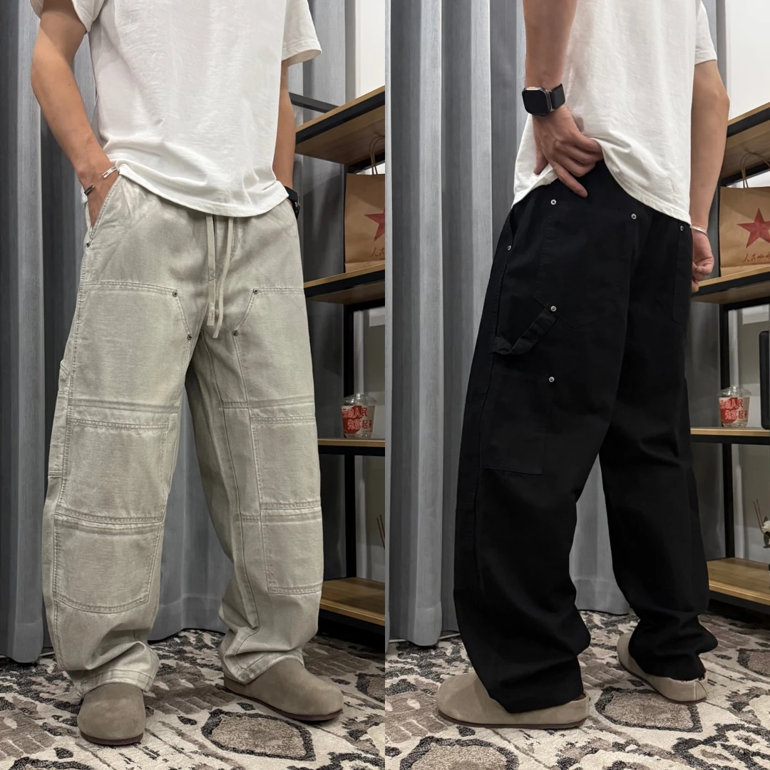 2025秋季新款美式复古重磅工装休闲裤男士宽松阔腿直筒裤子