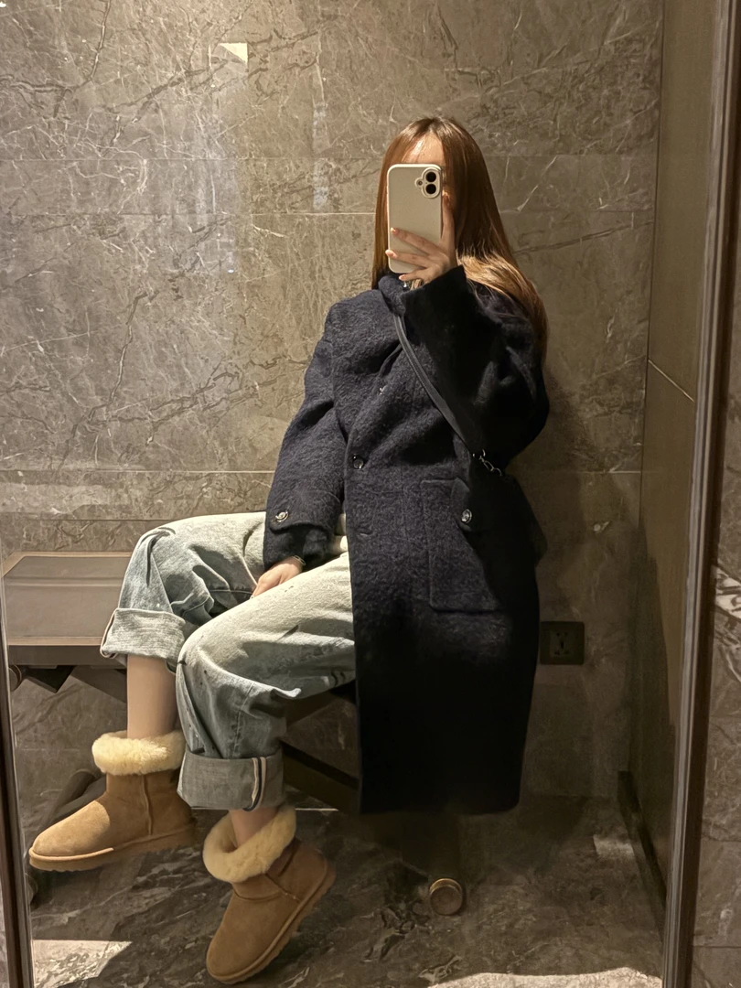 AW251030    秋冬高端线苏力连帽减龄双面手缝羊毛大衣