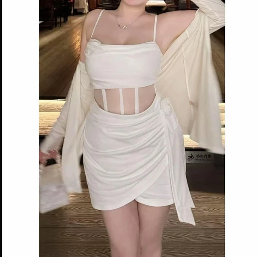 羞羞大码【咖啡香气】显瘦气质性感包臀设计感收腰纯欲风连衣裙3633