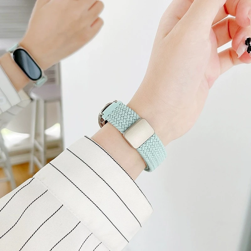 适用小米手环9表带新款8尼龙编织磁吸3/4/5/6/7nfc腕带男女生高级