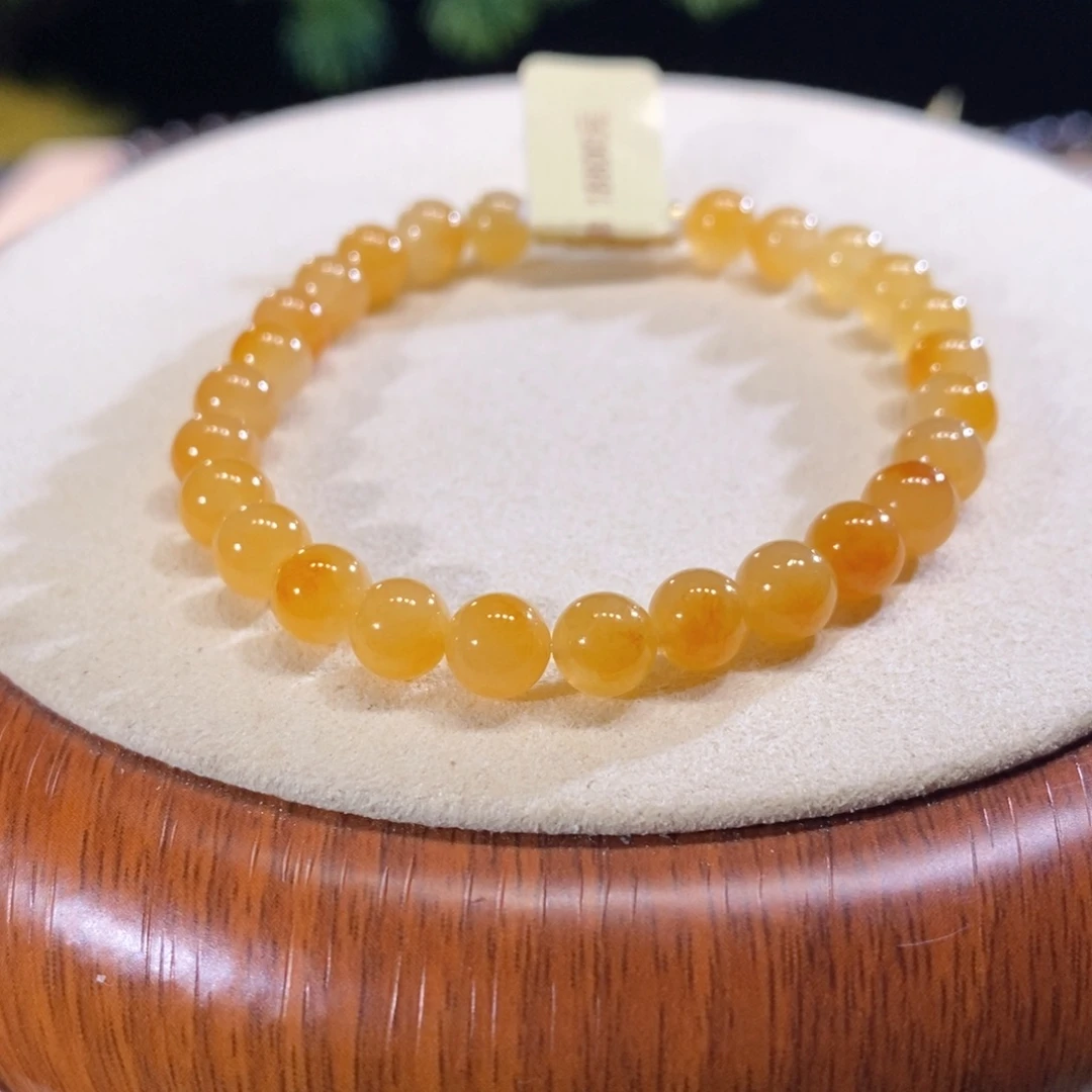 翡翠未镶嵌颈饰翡翠冰鲜橙黄小珠手串6+mm