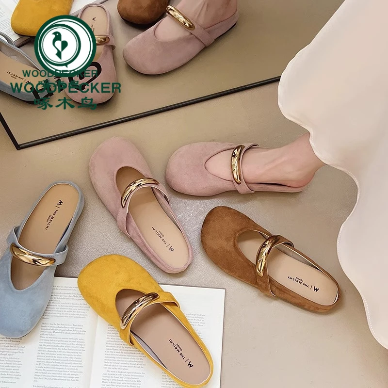 啄木鸟法式包头半拖鞋2025新款春夏季一脚蹬懒人勃肯鞋凉拖鞋单鞋