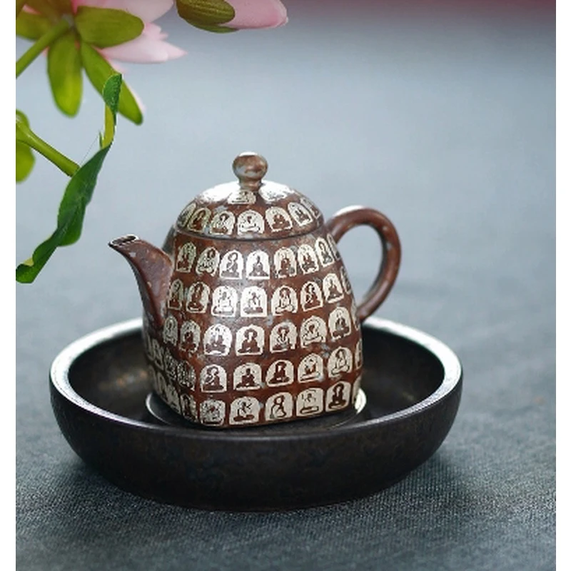 岩釉面万佛四方壶DC-397 中式茶具茶器茶壶