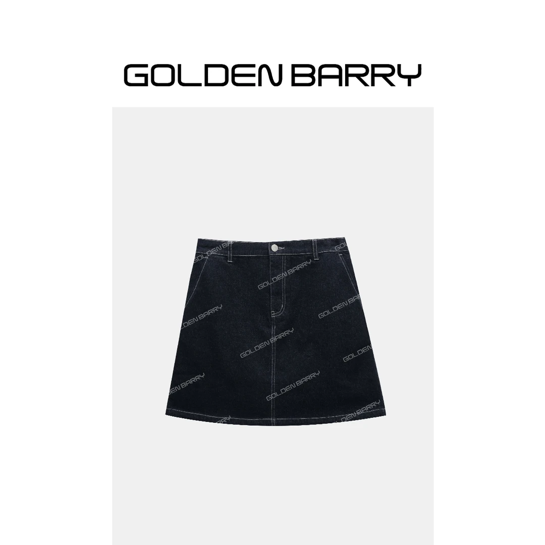 GOLDENBARRY|315089“元气丹宁”复古原牛单宁牛仔短裙