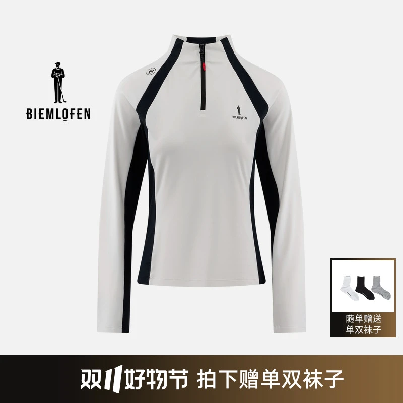 【韩国功能面料】比音勒芬高尔夫2025秋新女撞色运动休闲长袖T恤