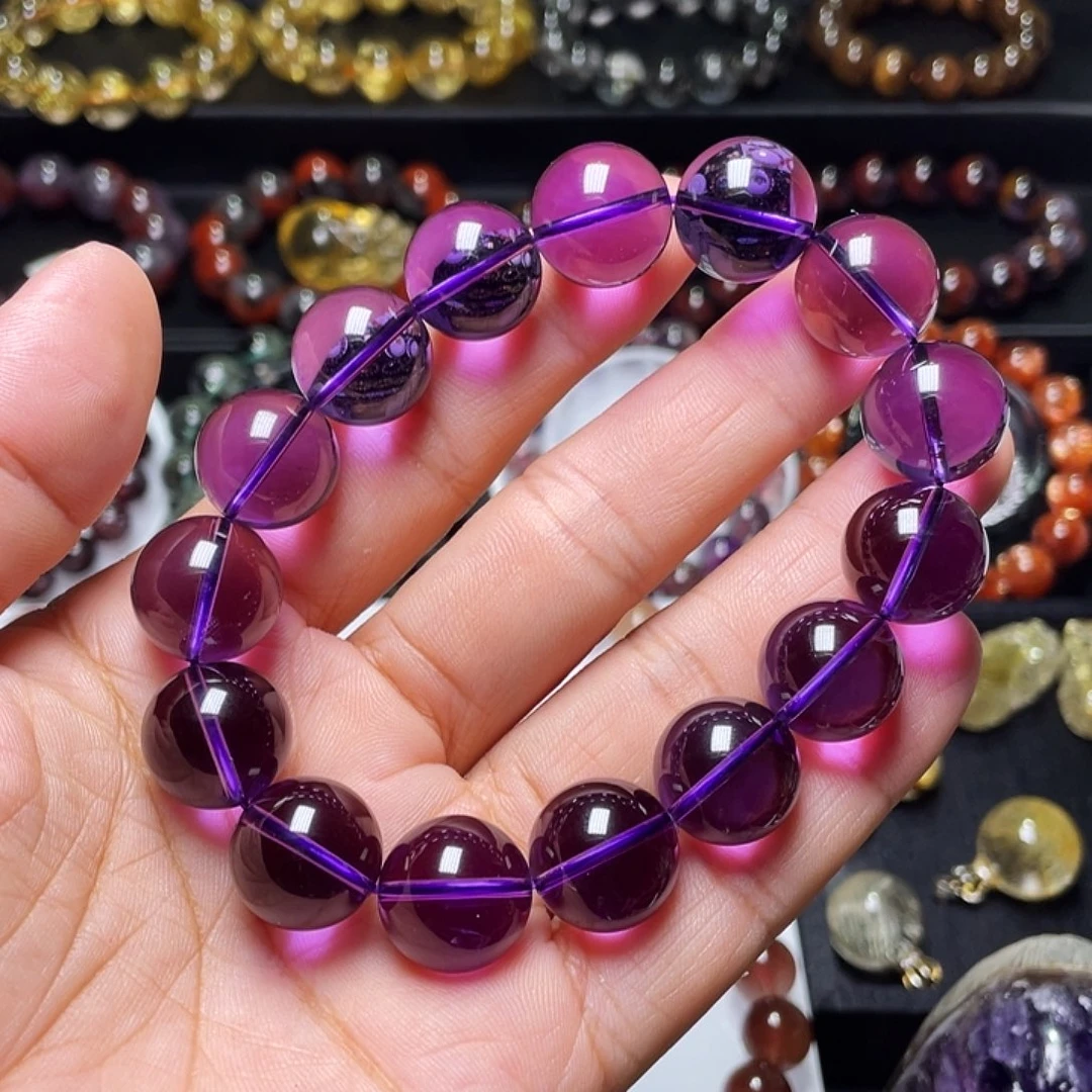 未镶嵌手链水晶巴西紫水晶15+毕业级