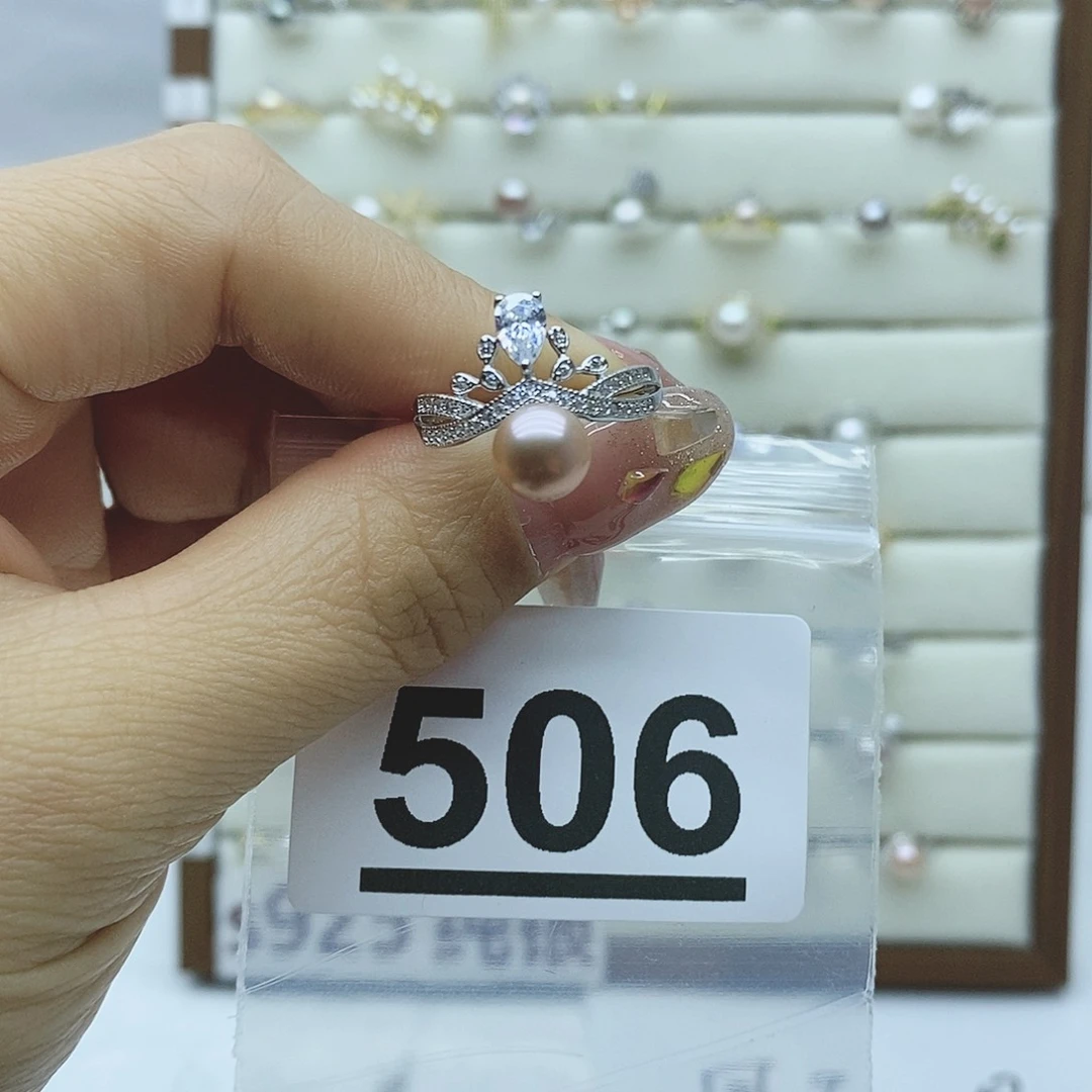 淡水珍珠戒指银S925镶嵌?*雪506