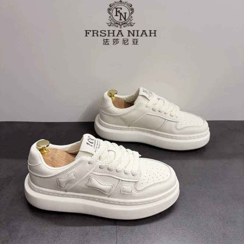 法莎尼亚小白鞋男士秋季新款百搭板鞋韩版舒适厚底时尚低帮休闲鞋