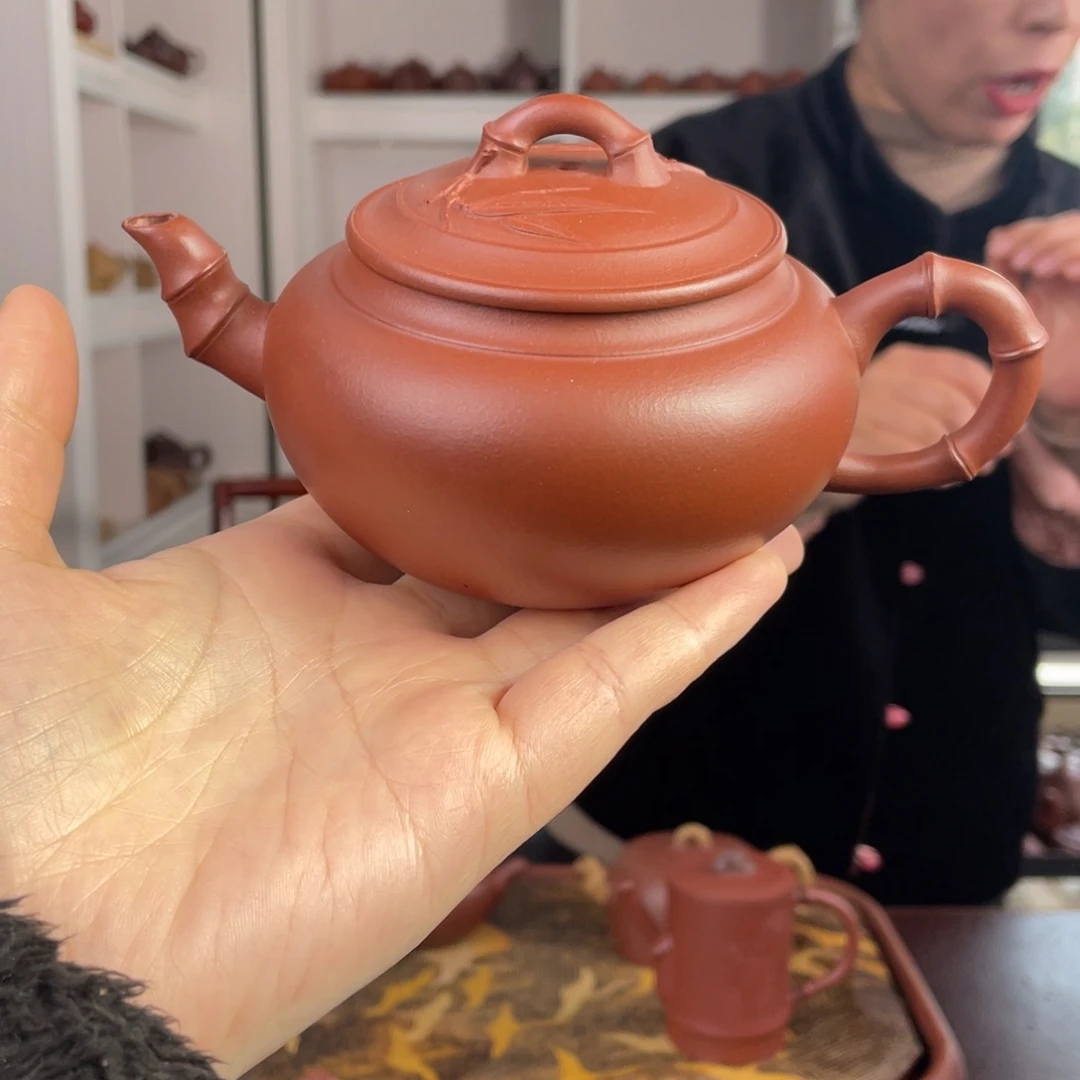 紫砂茶壶红皮龙大壶贴竹280cc