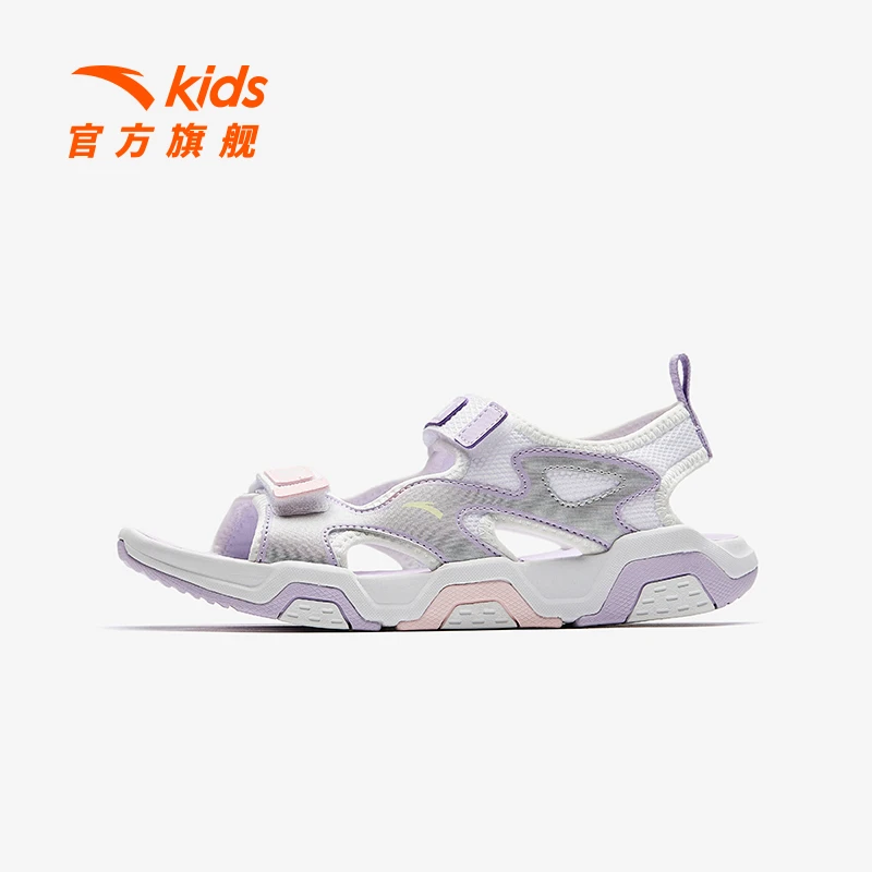安踏儿童女大童沙滩鞋2025夏新款舒适防滑耐磨青少年露趾休闲凉鞋