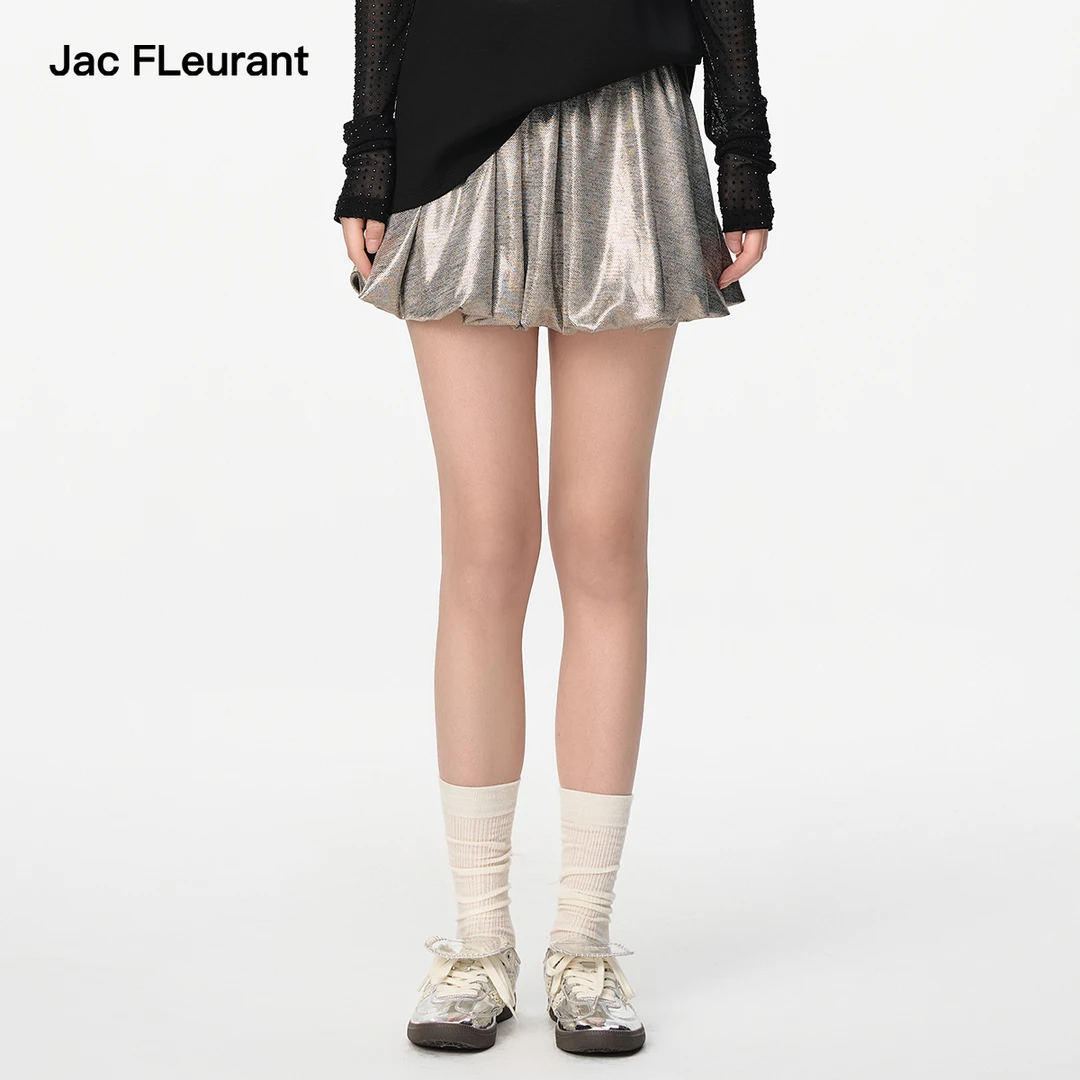 JAC FLEURANT蓬蓬裙亮片短裙百搭花苞裙休闲半身裙