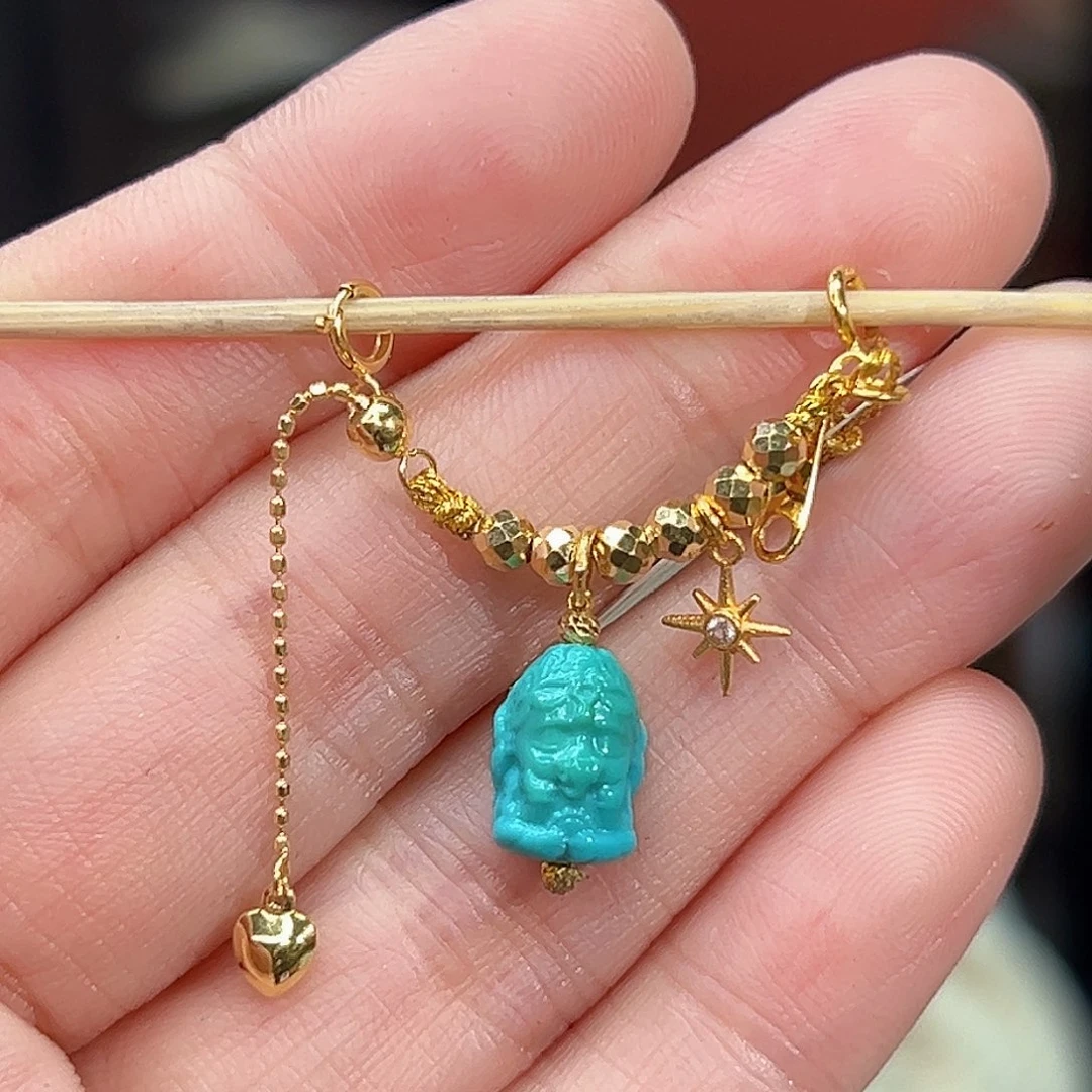 绿松石珠宝奇石18K金镶嵌