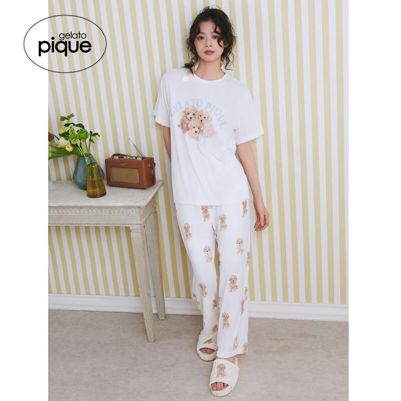 25春夏贵宾犬狗狗满印系带长裤睡裤PWCP251306