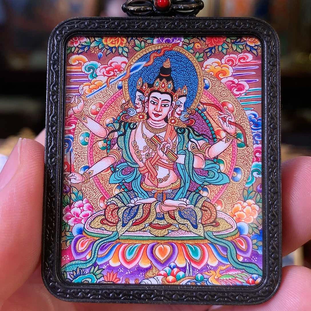 吊坠幸**K热贡纯手绘唐卡文殊