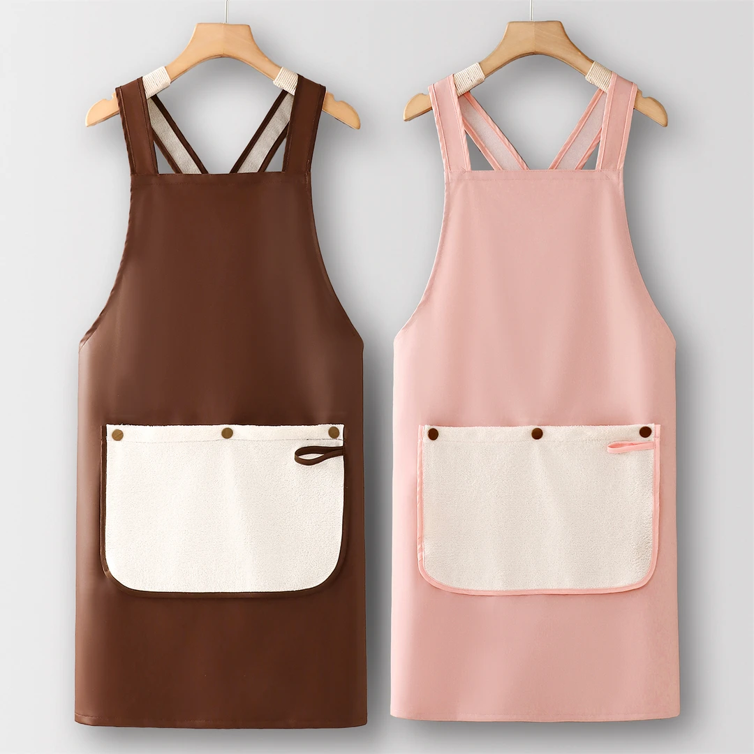 咖啡馆围裙厨房家用pu工作服女上班专用个性20防防水防油掉皮围裙