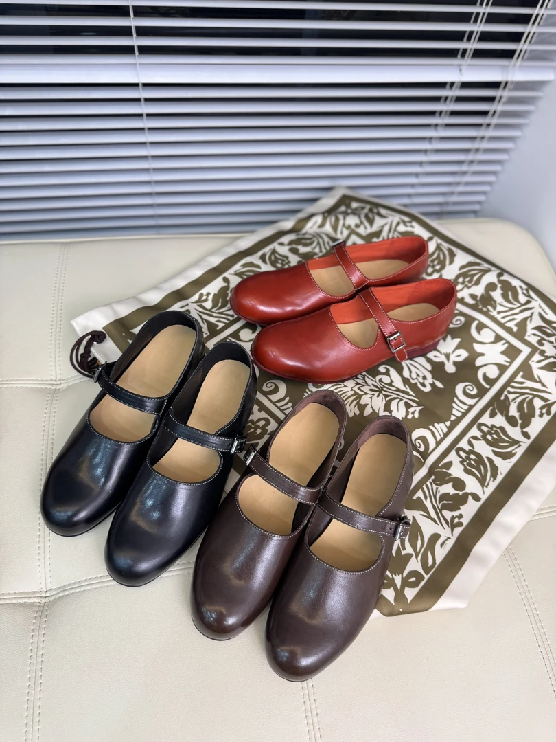 气质 玛丽珍 水洗皮 一脚蹬 低跟 女鞋