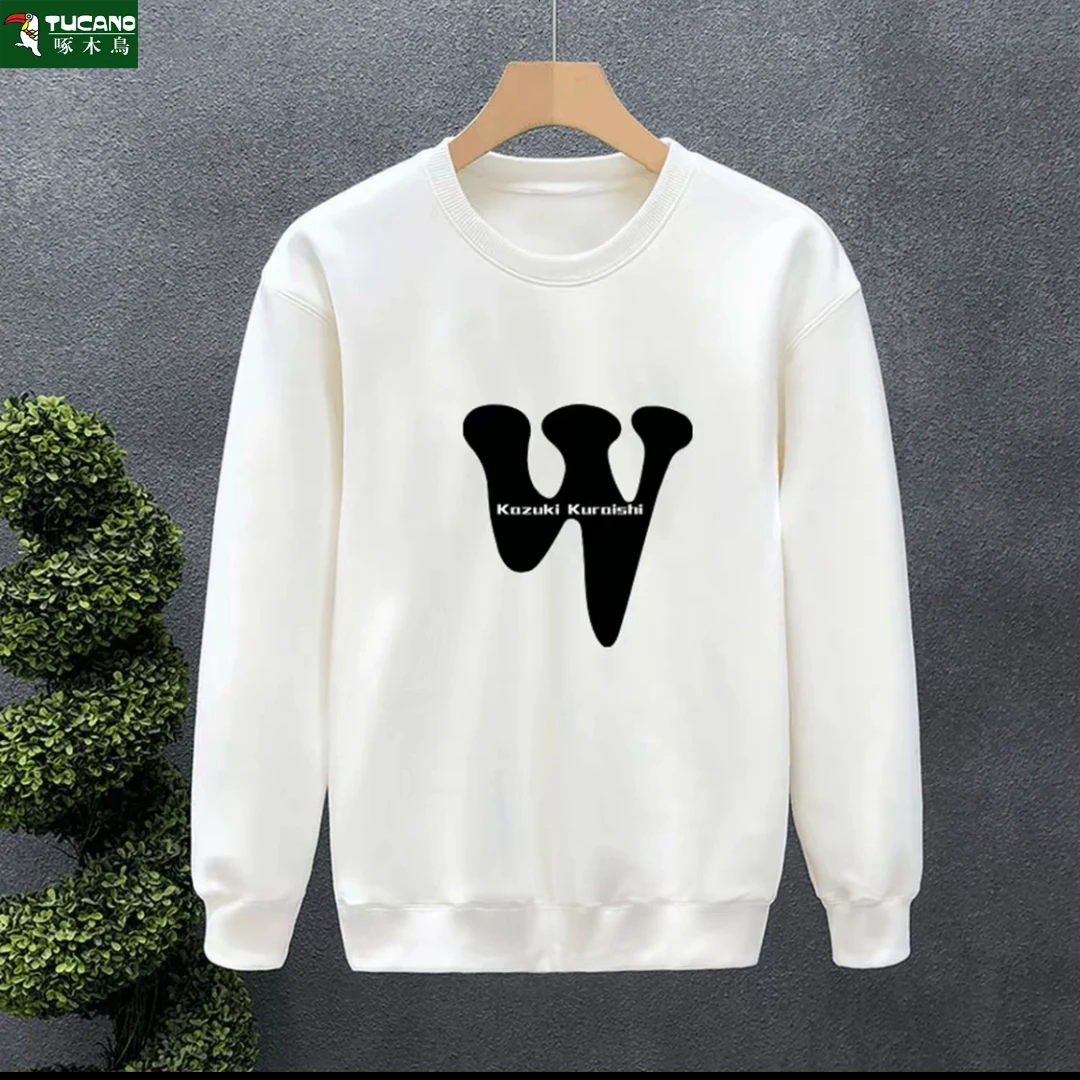 啄木鸟秋冬男圆领加绒加厚潮流百搭男生休闲套头卫衣长袖打底衫