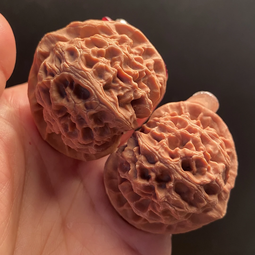 文玩核桃把件4405全品无修玉玺宫灯边44肚42高39狮子头精品对