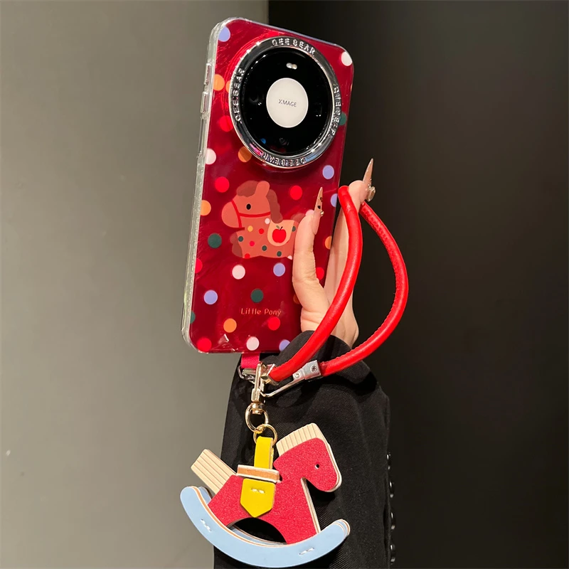 适用华为mate80手机壳p80/70红色锡纸纹彩色小马mate70/60pro女款