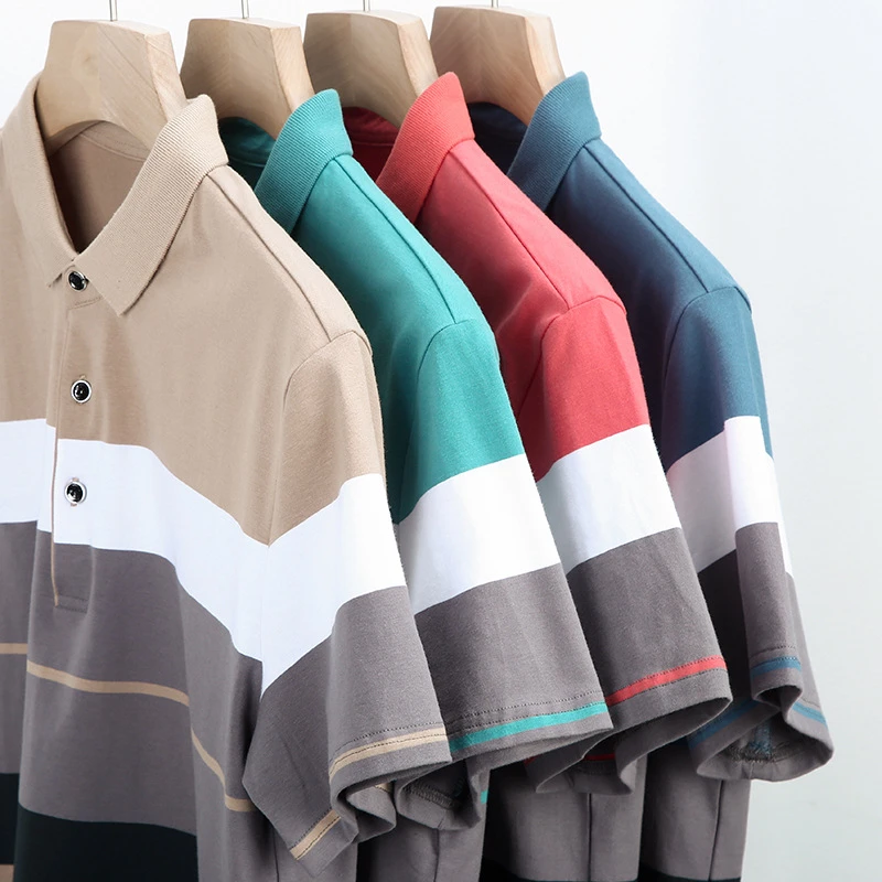 金狐狸OLO衫男2025新款高品质男士翻领T恤轻商务休闲条纹