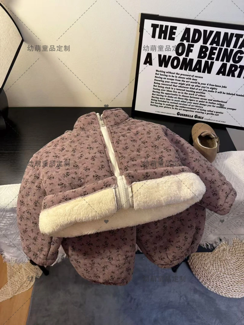 【清仓】儿童冬季加厚加棉加绒上衣三合一拉链碎花家居服棉裤韩版