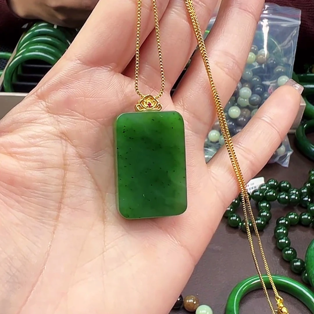 和田玉（碧玉）银S925镶嵌手链