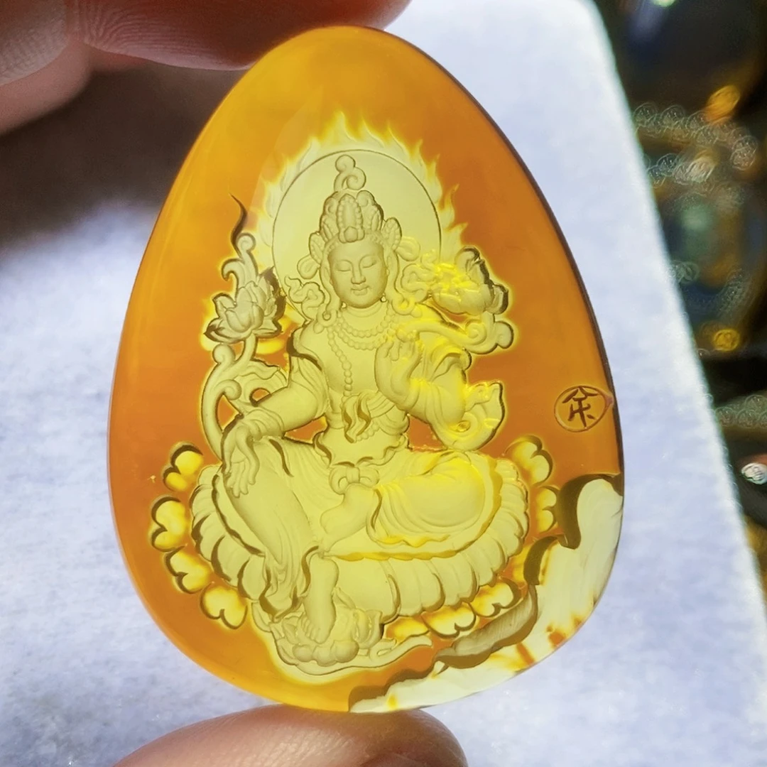 【闪购商品】金珀颈饰未镶嵌琥珀阴雕