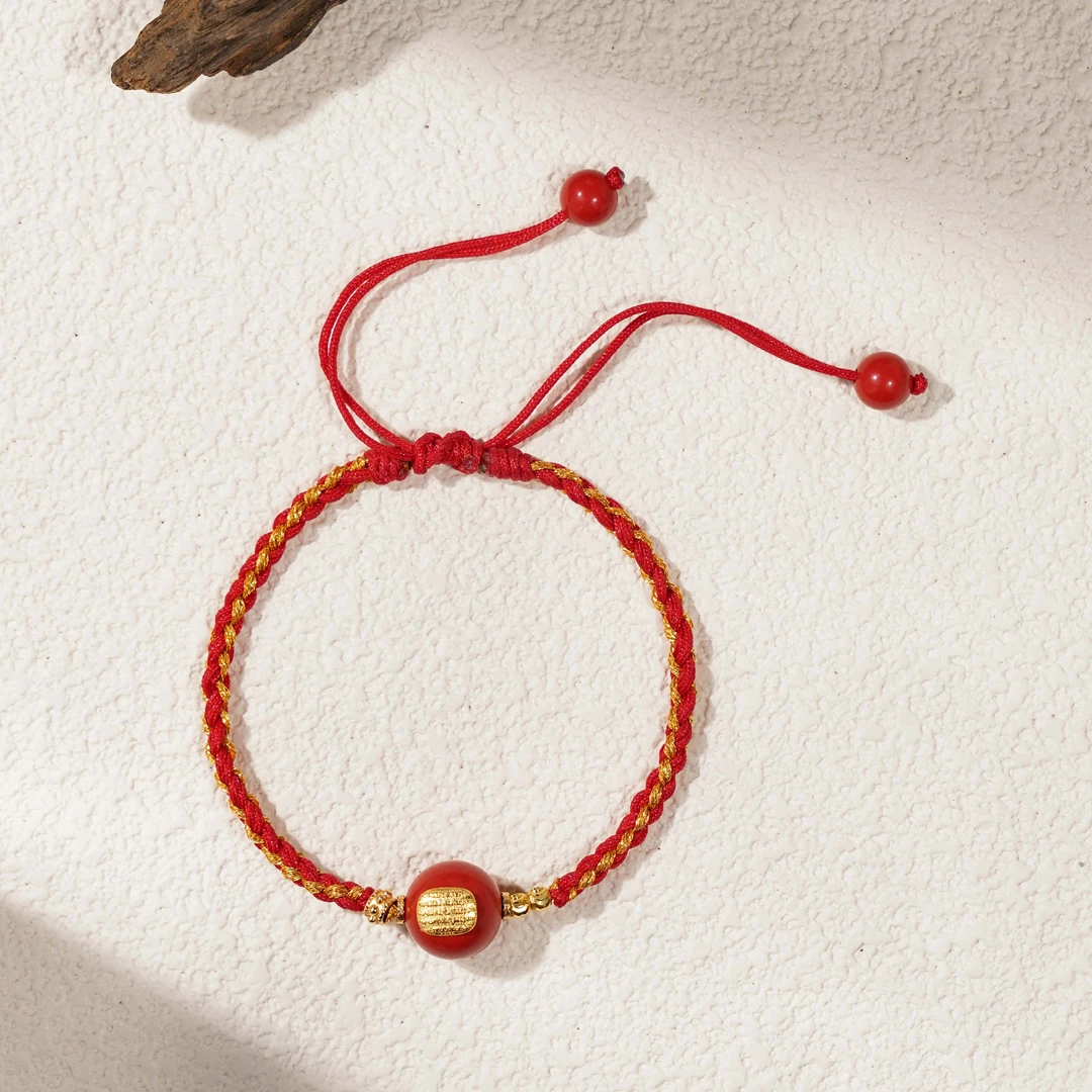 含辰砂工艺品【五福护生】 朱砂手绳（天然珠宝多样性发其一）