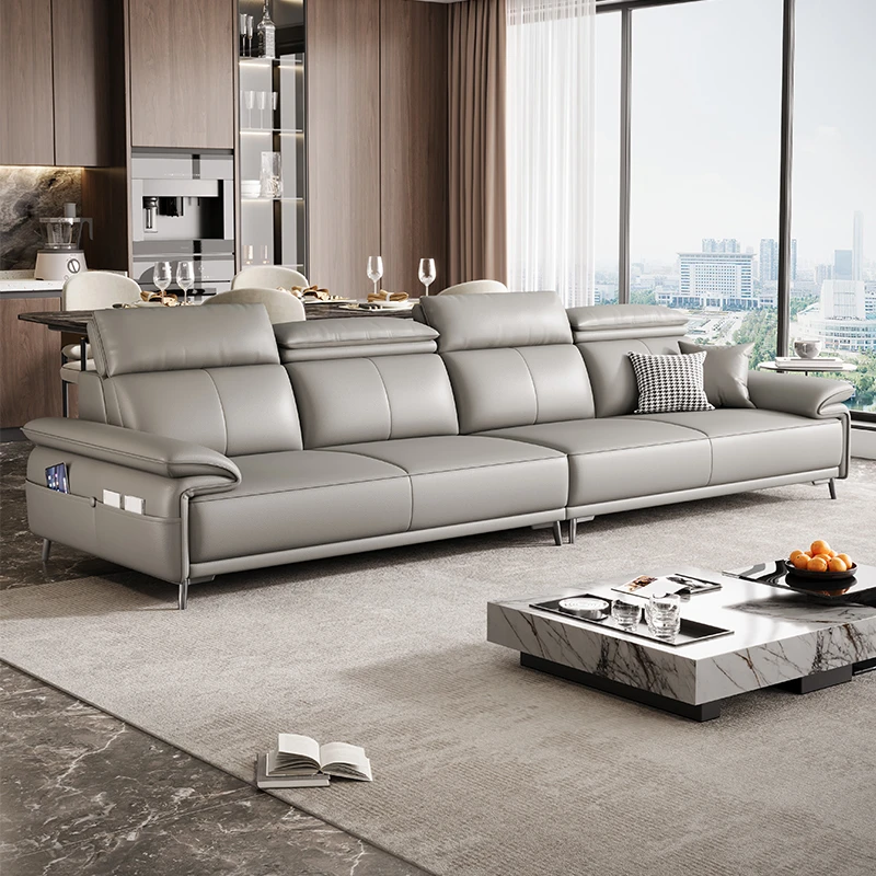 【国补】奥维伊琦真皮沙发家用中小户型高脚沙发客厅多人位D003#