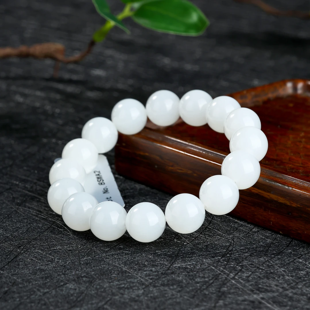KJ-A2300101和田白玉手串约11-12mm时尚百搭简约单圈日常白玉手链